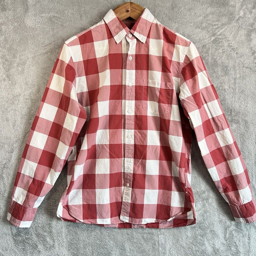 J.Crew Slim Buffalo Plaid Button-Down Shirt Men's Medium Red White Classic